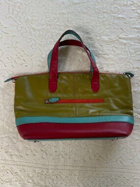 ili New York Leather Colorblock Shoulder Tote Bag